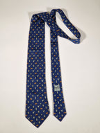 007988b Hermès tie blue whimsical hedgehog and cactus Hermès 7988 EA tie blue