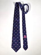 Hermès silk tie blue kangaroo and boomerang whimsical pattern 7994 EA