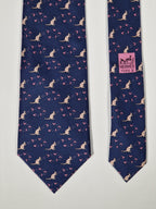 Hermès silk tie blue kangaroo and boomerang whimsical pattern 7994 EA