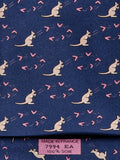Hermès silk tie blue kangaroo and boomerang whimsical pattern 7994 EA
