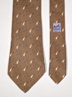 007994 Hermès tie brown whimsical kangaroo and boomerang pattern 7994 EA