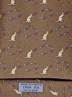 007994 Hermès tie brown whimsical kangaroo and boomerang pattern 7994 EA