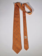 Hermès silk tie orange owl whimsical pattern 7997 EA