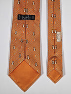 Hermès silk tie orange owl whimsical pattern 7997 EA