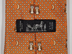 Hermès silk tie orange owl whimsical pattern 7997 EA