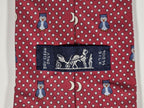 Hermès silk tie red whimsical owl and night pattern 7997 EA