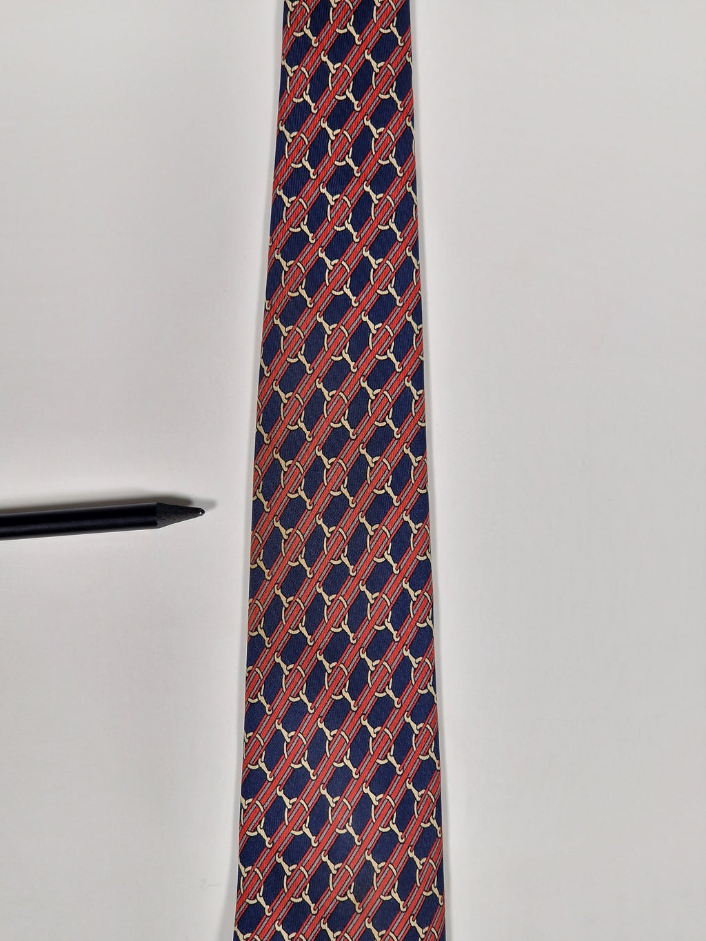 000803 Hermès tie blue equestrian pattern 803 MA