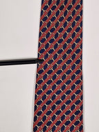 000803 Hermès tie blue equestrian pattern 803 MA