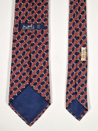 000803 Hermès tie blue equestrian pattern 803 MA
