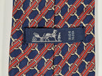 000803 Hermès tie blue equestrian pattern 803 MA