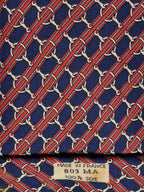 000803 Hermès tie blue equestrian pattern 803 MA