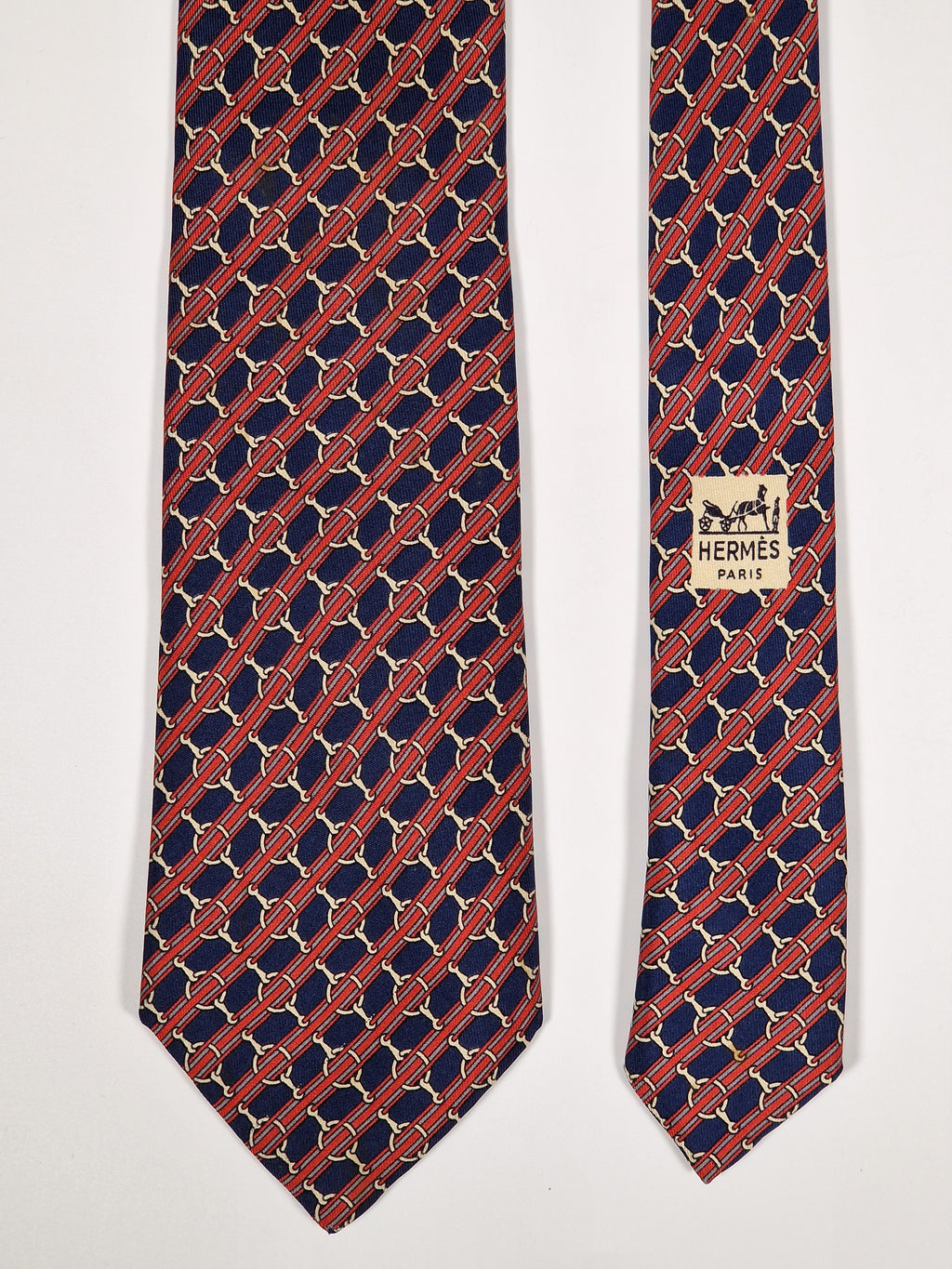 000803 Hermès tie blue equestrian pattern 803 MA