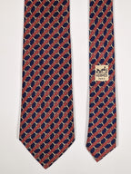 000803 Hermès tie blue equestrian pattern 803 MA