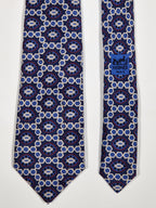 000837 Hermès silk tie blue geometrical pattern 837 EA