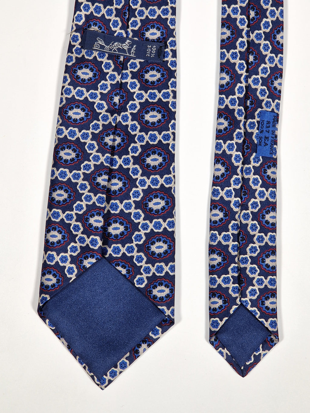 000837 Hermès silk tie blue geometrical pattern 837 EA