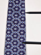 000837 Hermès silk tie blue geometrical pattern 837 EA