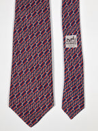 000865 Hermès tie blue equestrian 865 PA