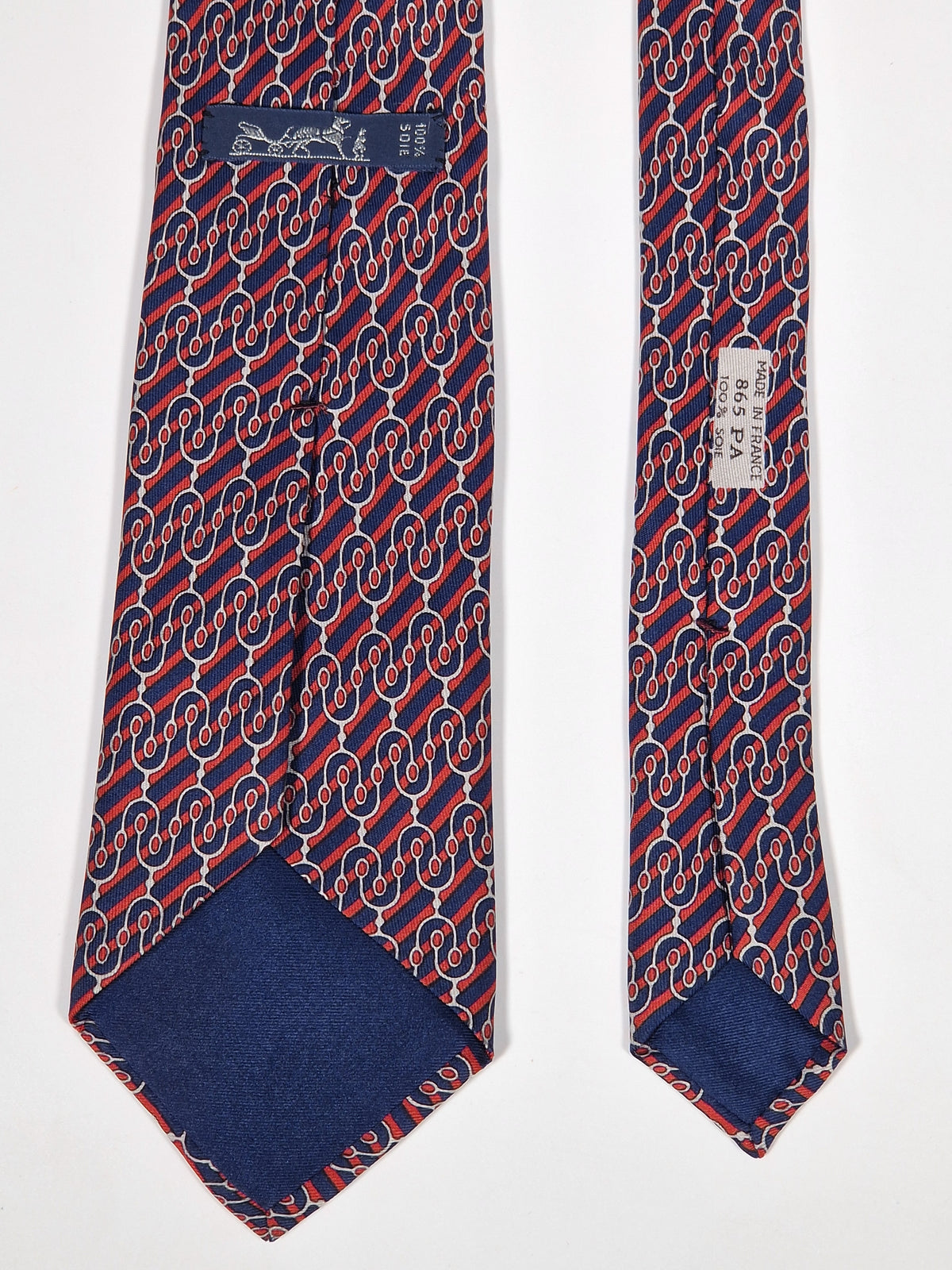 000865 Hermès tie blue equestrian 865 PA