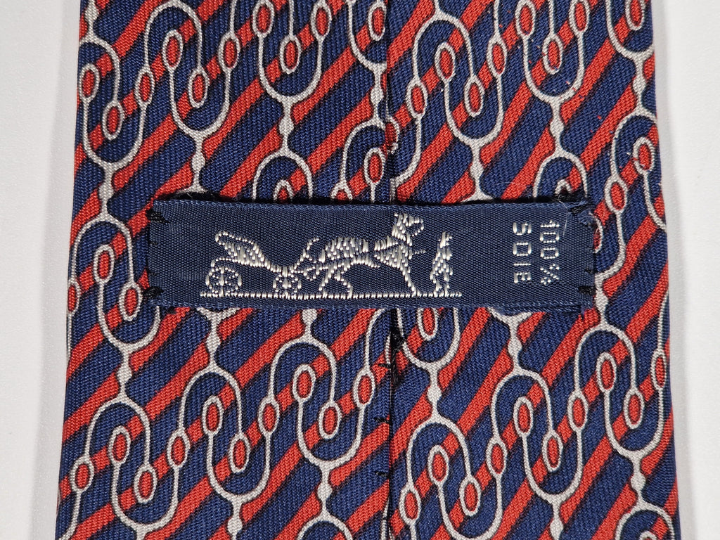 000865 Hermès tie blue equestrian 865 PA