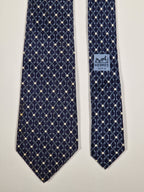 Vintage Hermès silk tie blue equestrian pattern 896 PA