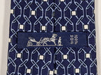 Vintage Hermès silk tie blue equestrian pattern 896 PA