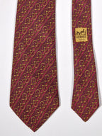 000910 Hermès tie red equestrian pattern 910 HA