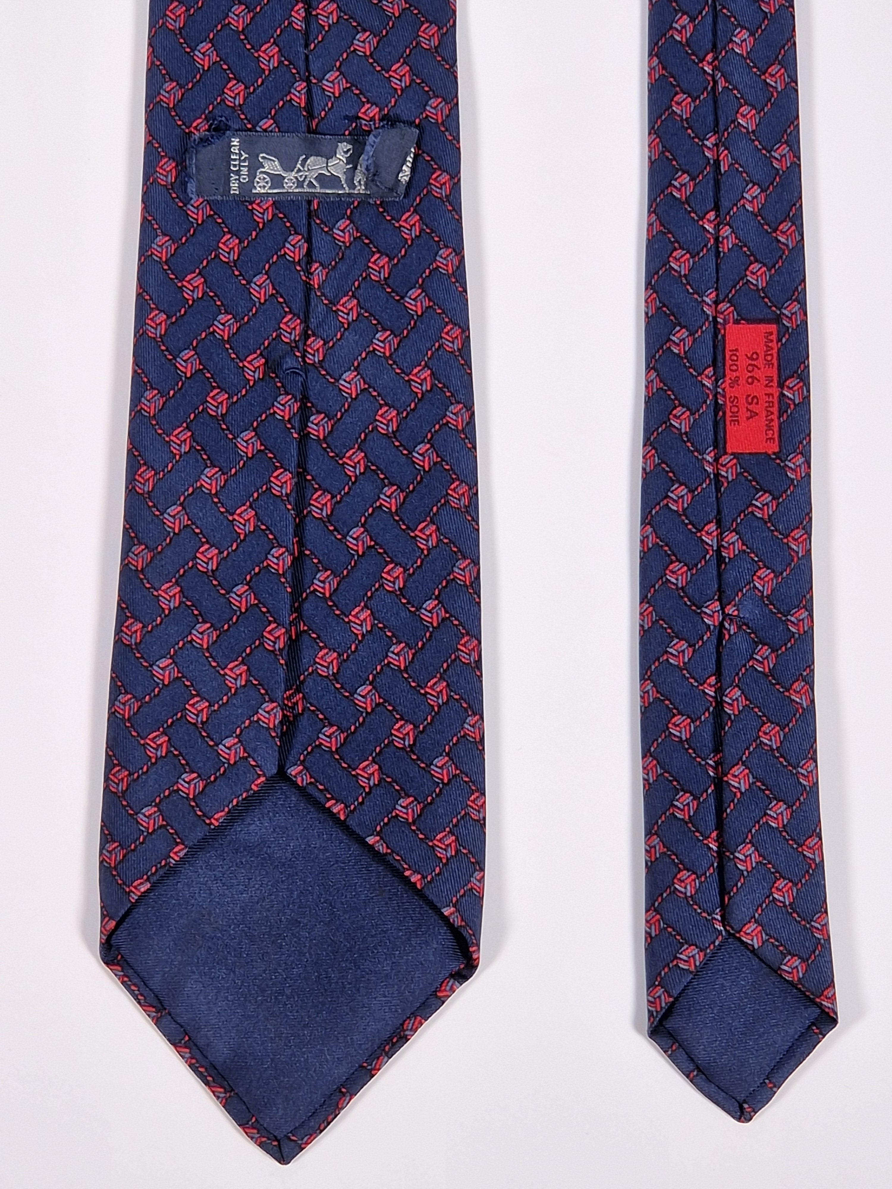Hermès vintage silk tie blue knots Hermès 966 HA