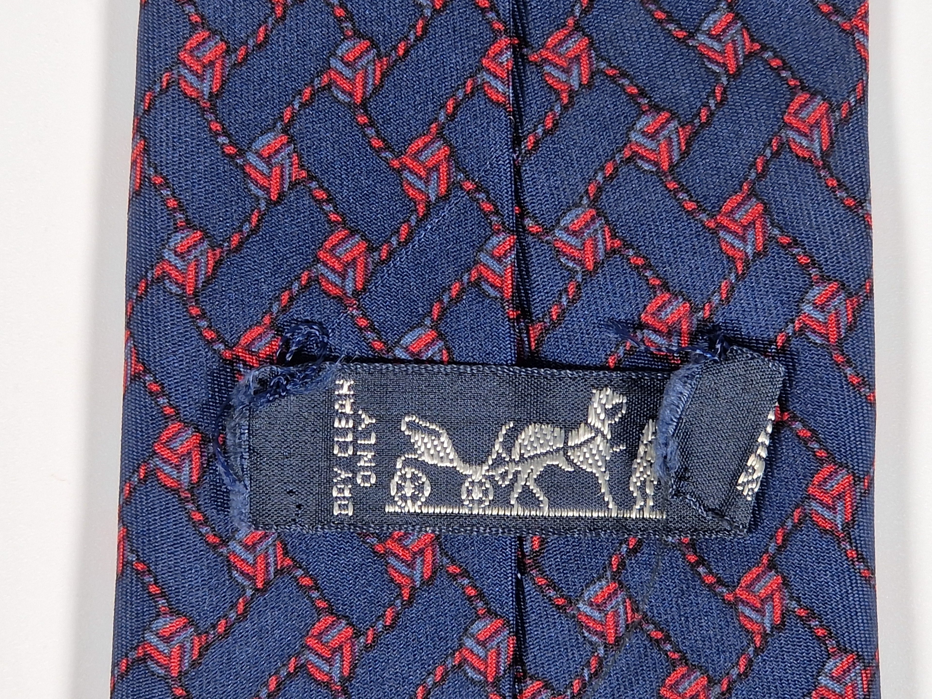 Hermès vintage silk tie blue knots Hermès 966 HA