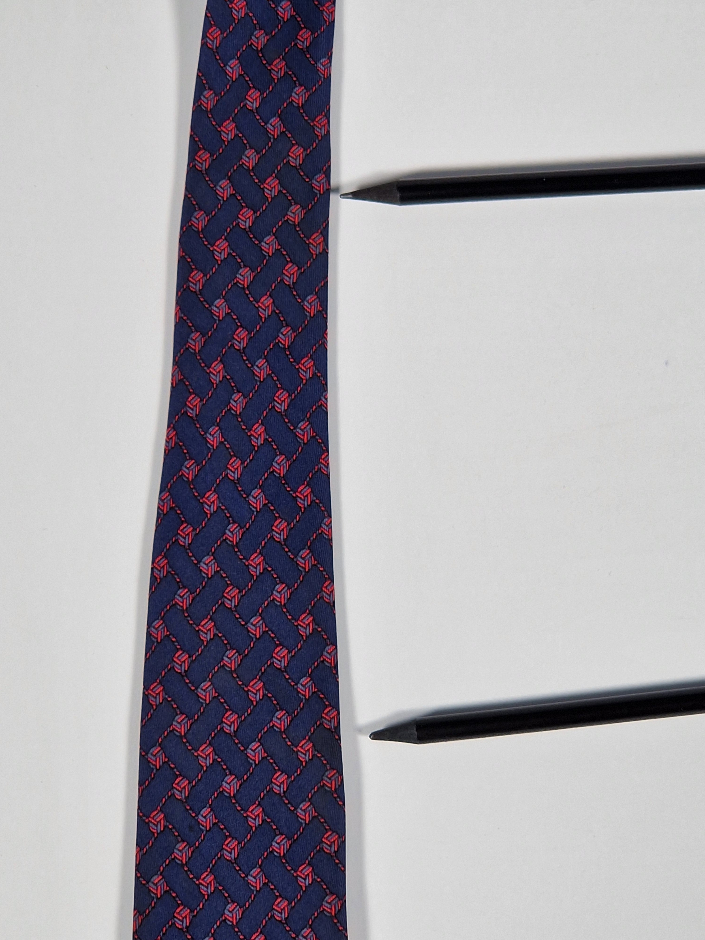 Hermès vintage silk tie blue knots Hermès 966 HA
