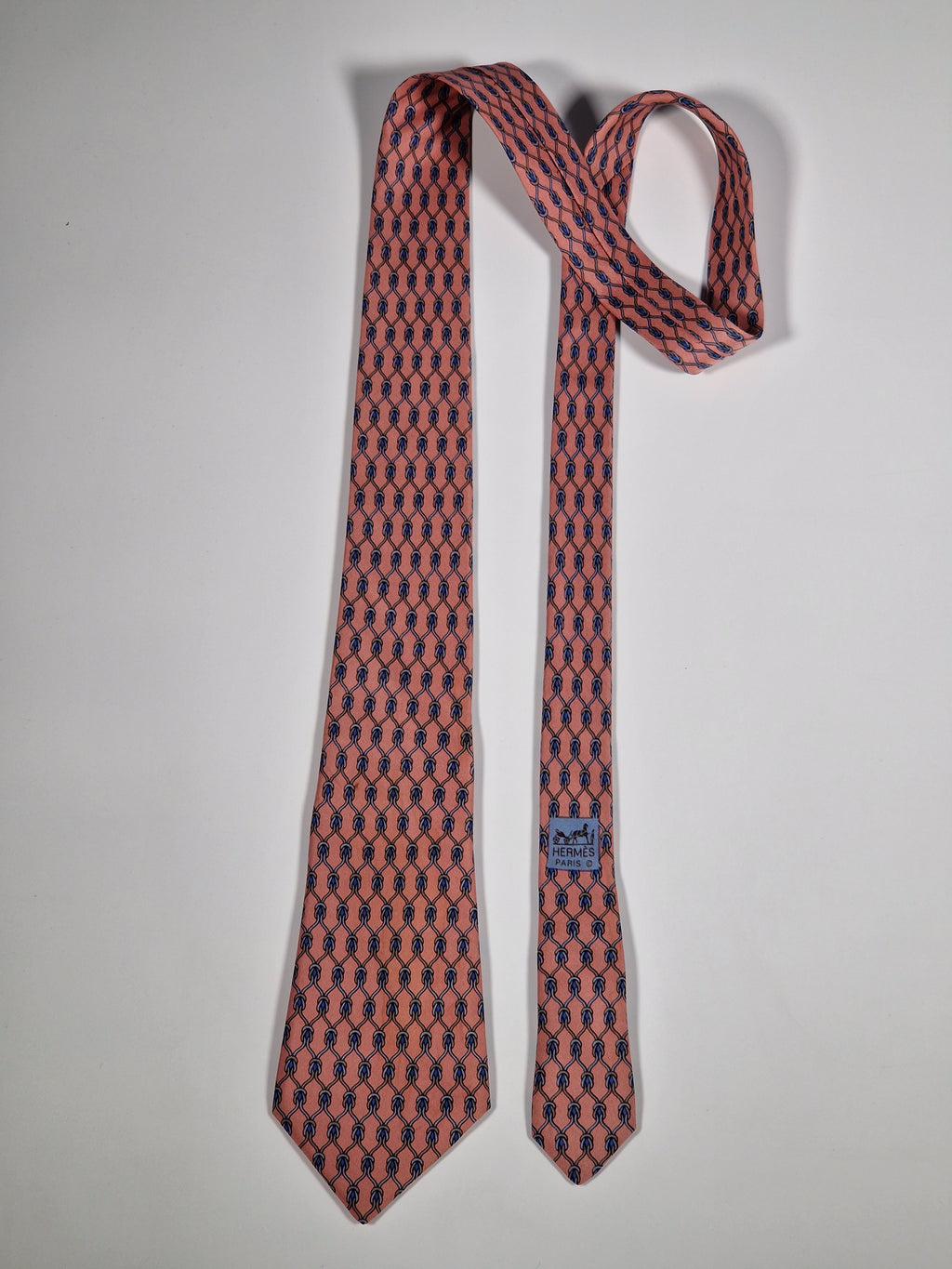 000968 Hermès tie pink rope pattern 968 SA