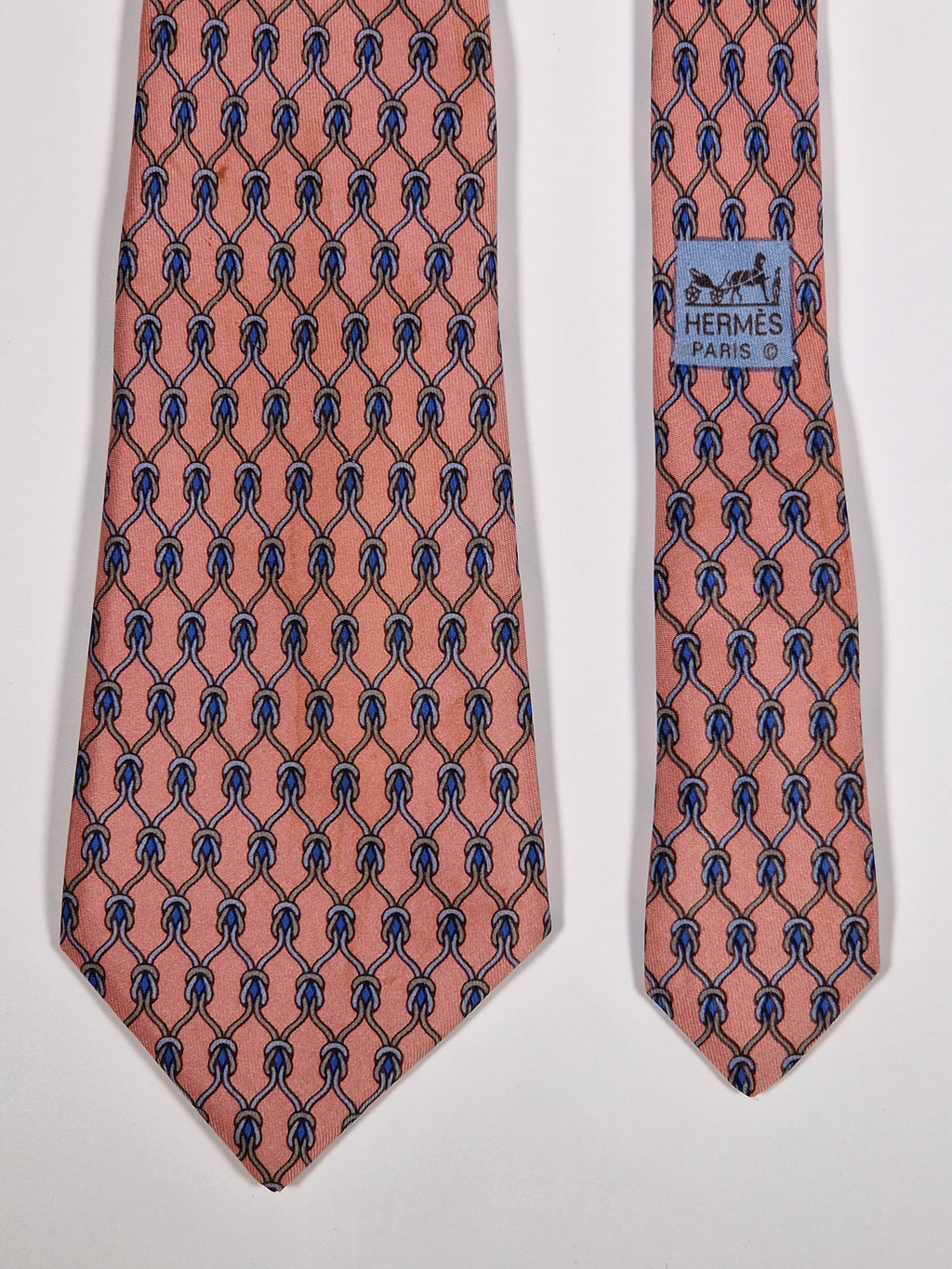 000968 Hermès tie pink rope pattern 968 SA
