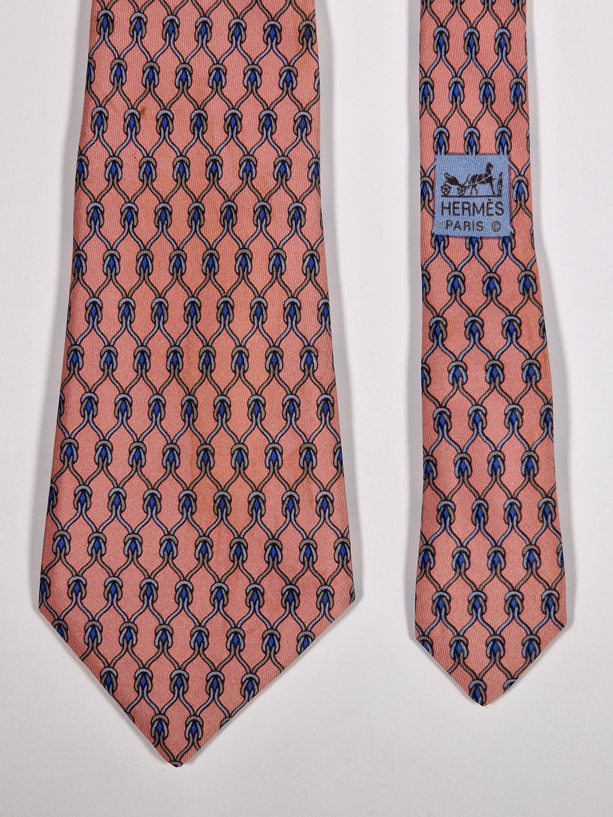 000968 Hermès tie pink rope pattern 968 SA
