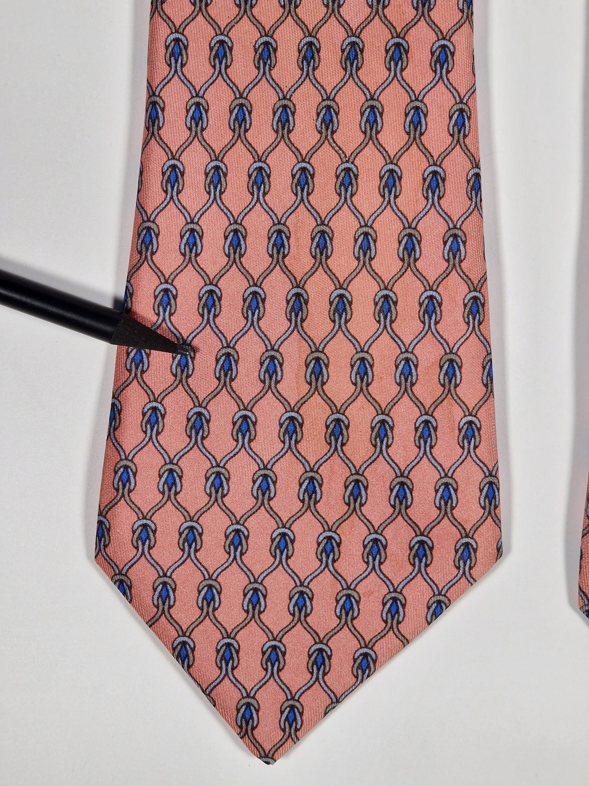 000968 Hermès tie pink rope pattern 968 SA