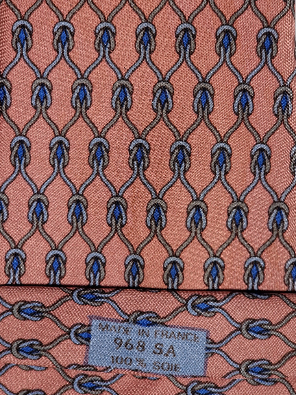 000968 Hermès tie pink rope pattern 968 SA