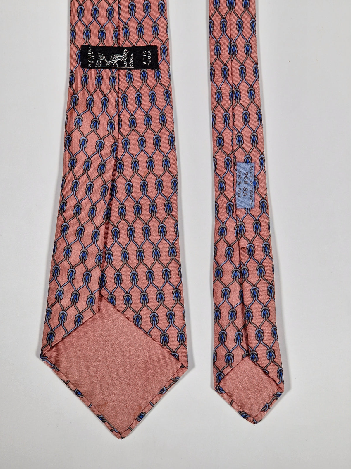 000968 Hermès tie pink rope pattern 968 SA