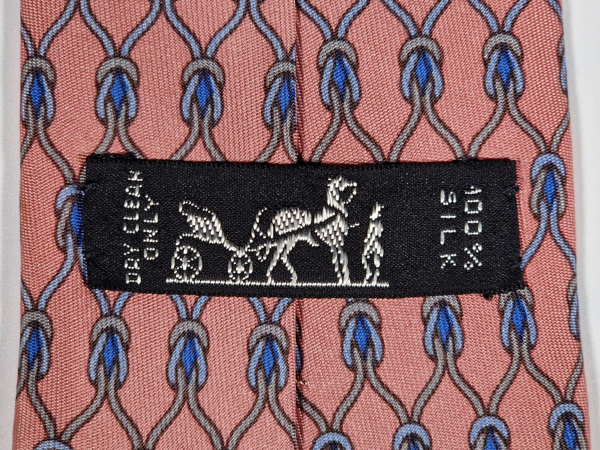 000968 Hermès tie pink rope pattern 968 SA