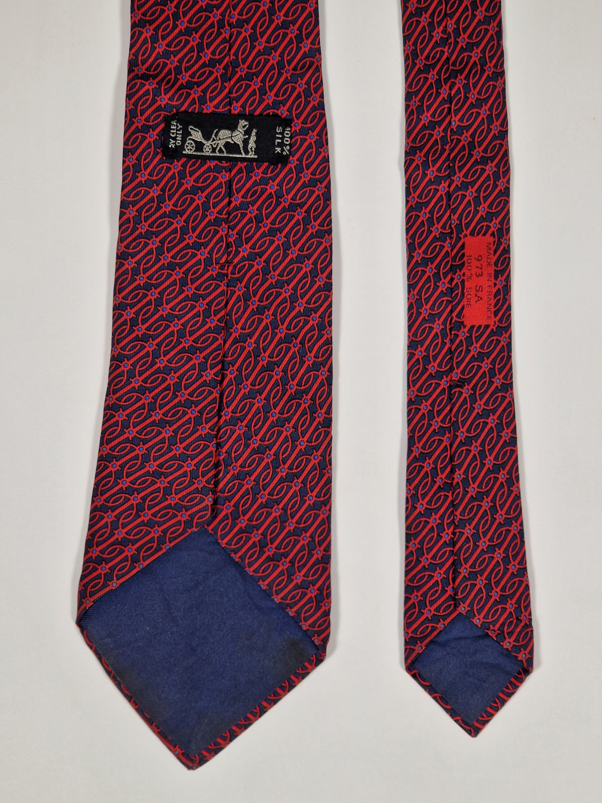 000973 Hermès tie blue equestrian pattern 973 SA