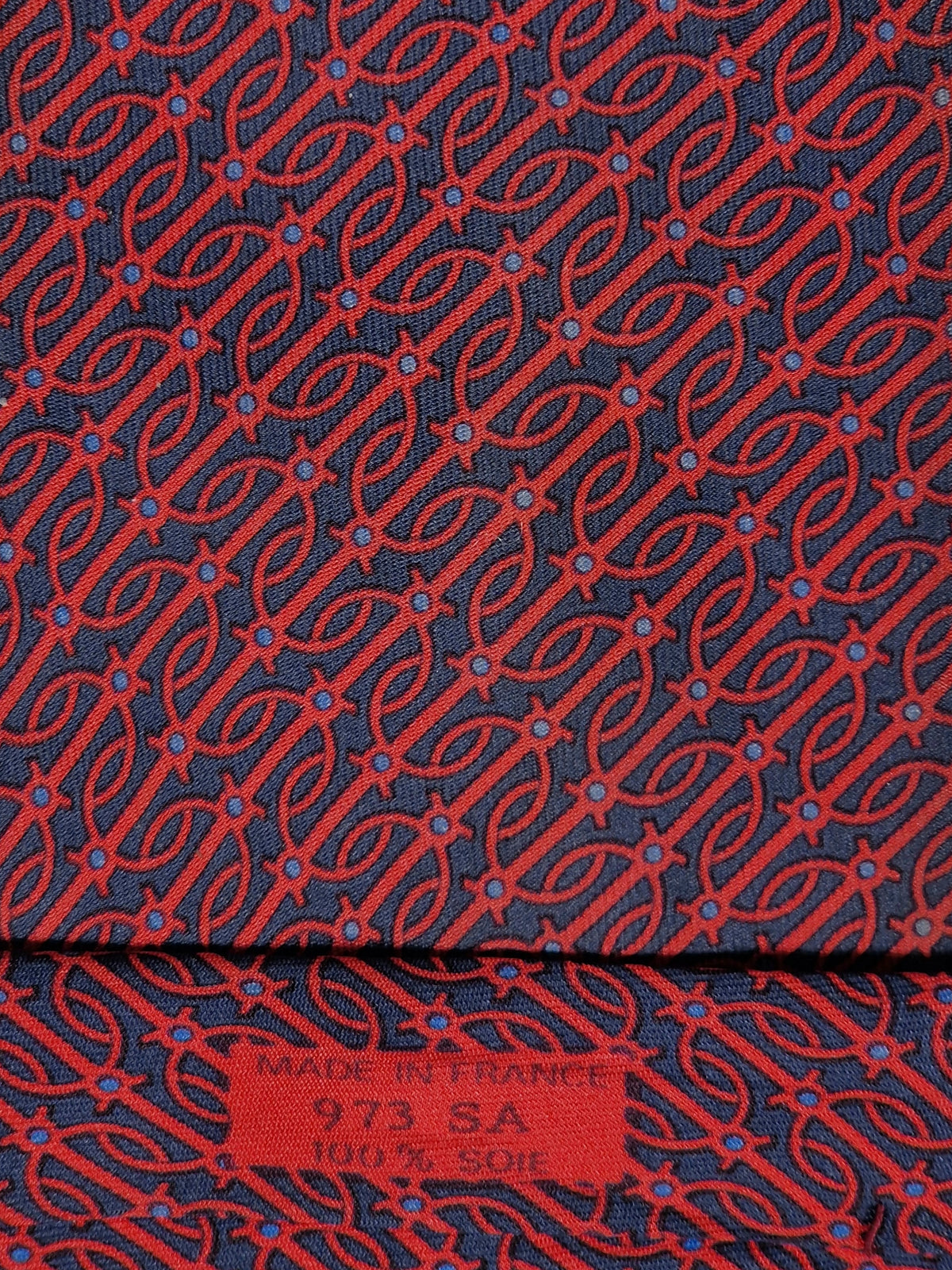000973 Hermès tie blue equestrian pattern 973 SA