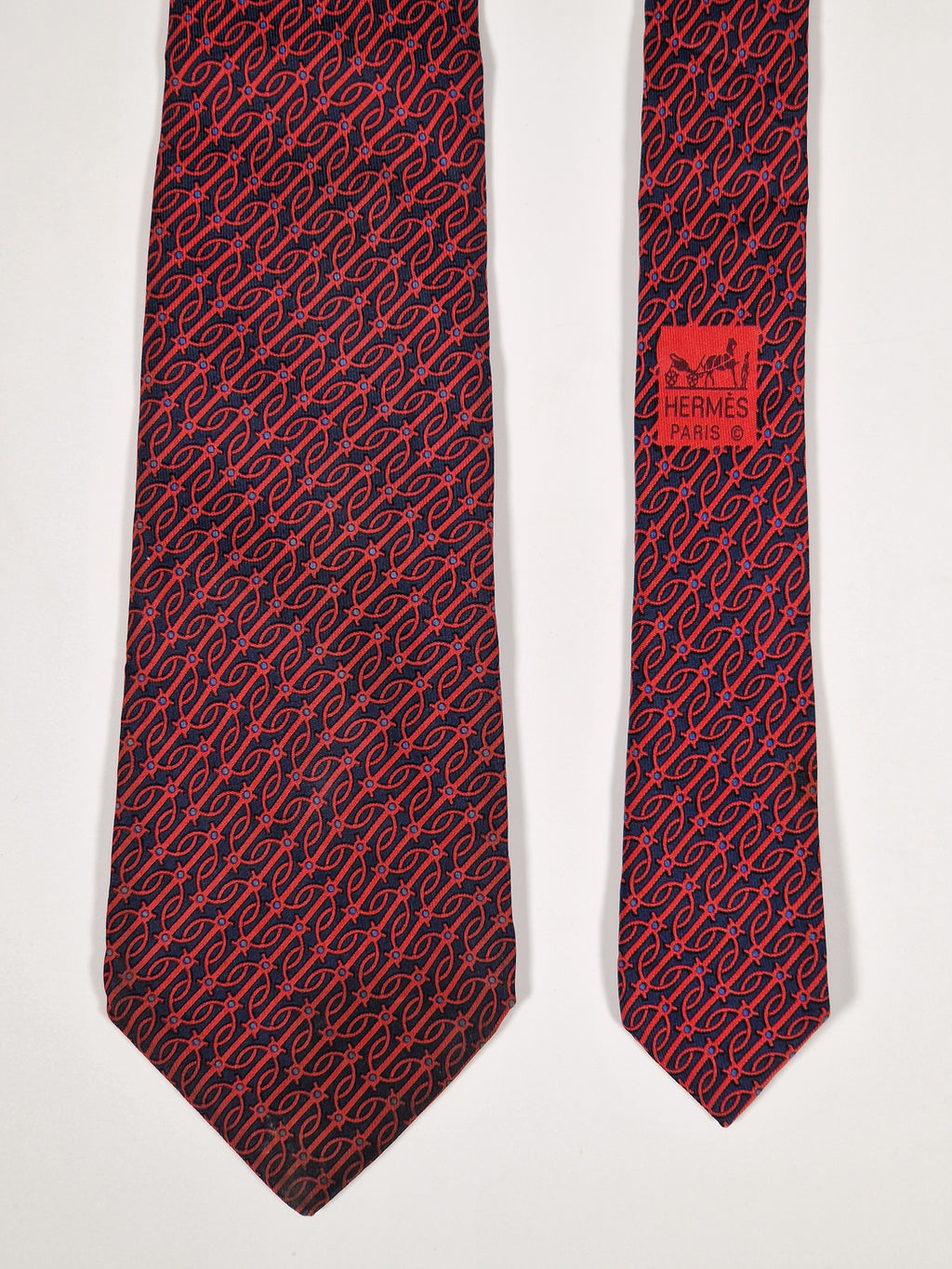 000973 Hermès tie blue equestrian pattern 973 SA
