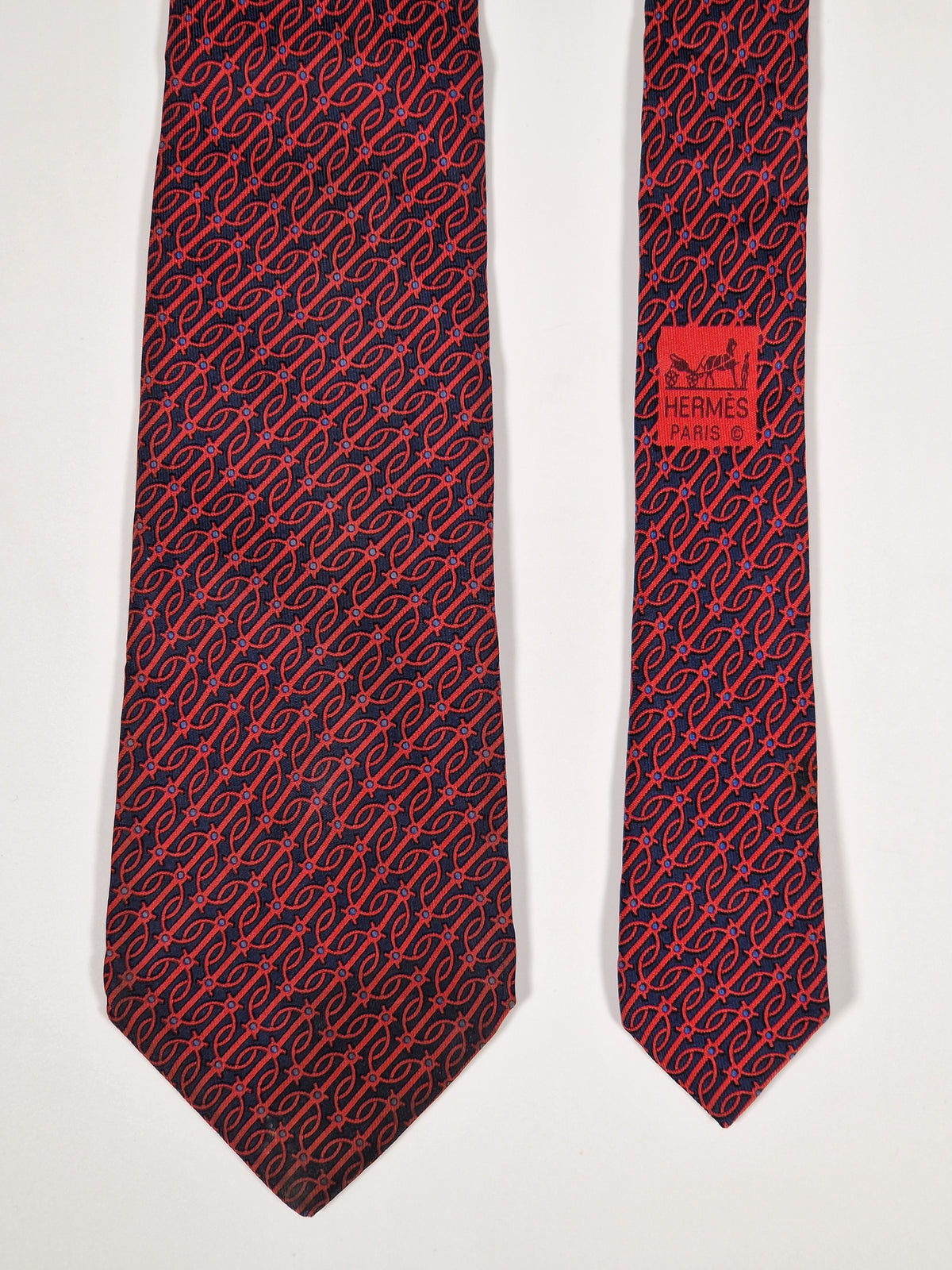 000973 Hermès tie blue equestrian pattern 973 SA
