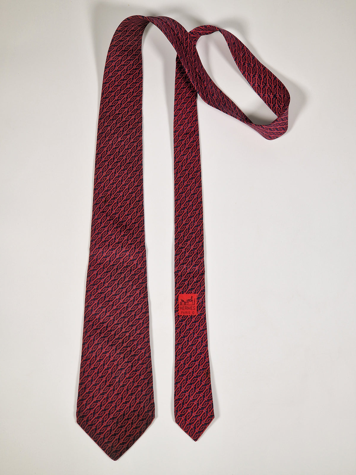 000973 Hermès tie blue equestrian pattern 973 SA