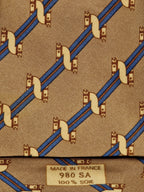 Hermès silk tie equestrian horse pattern 980 SA