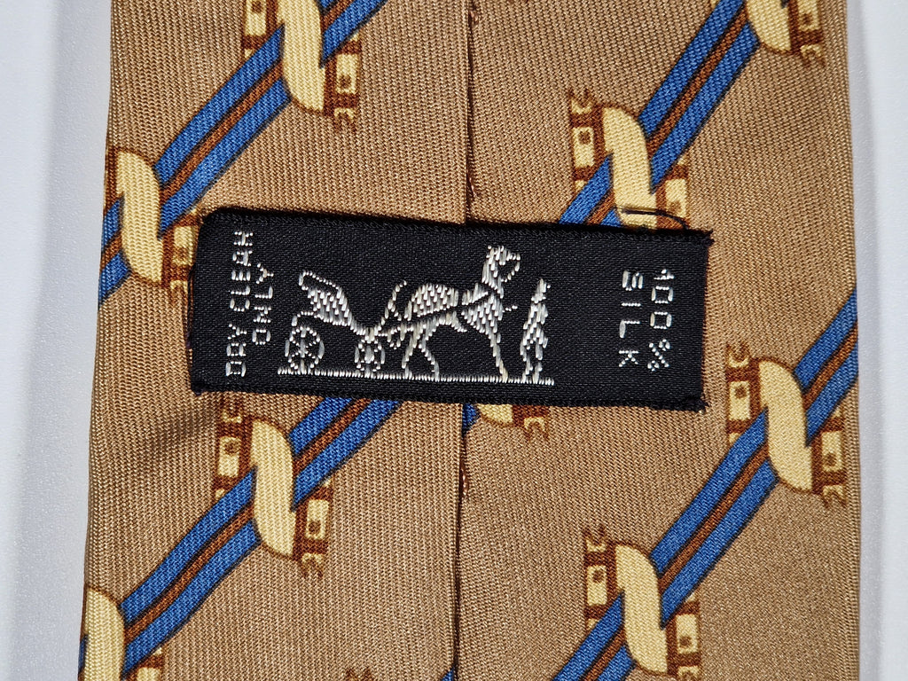Hermès silk tie equestrian horse pattern 980 SA