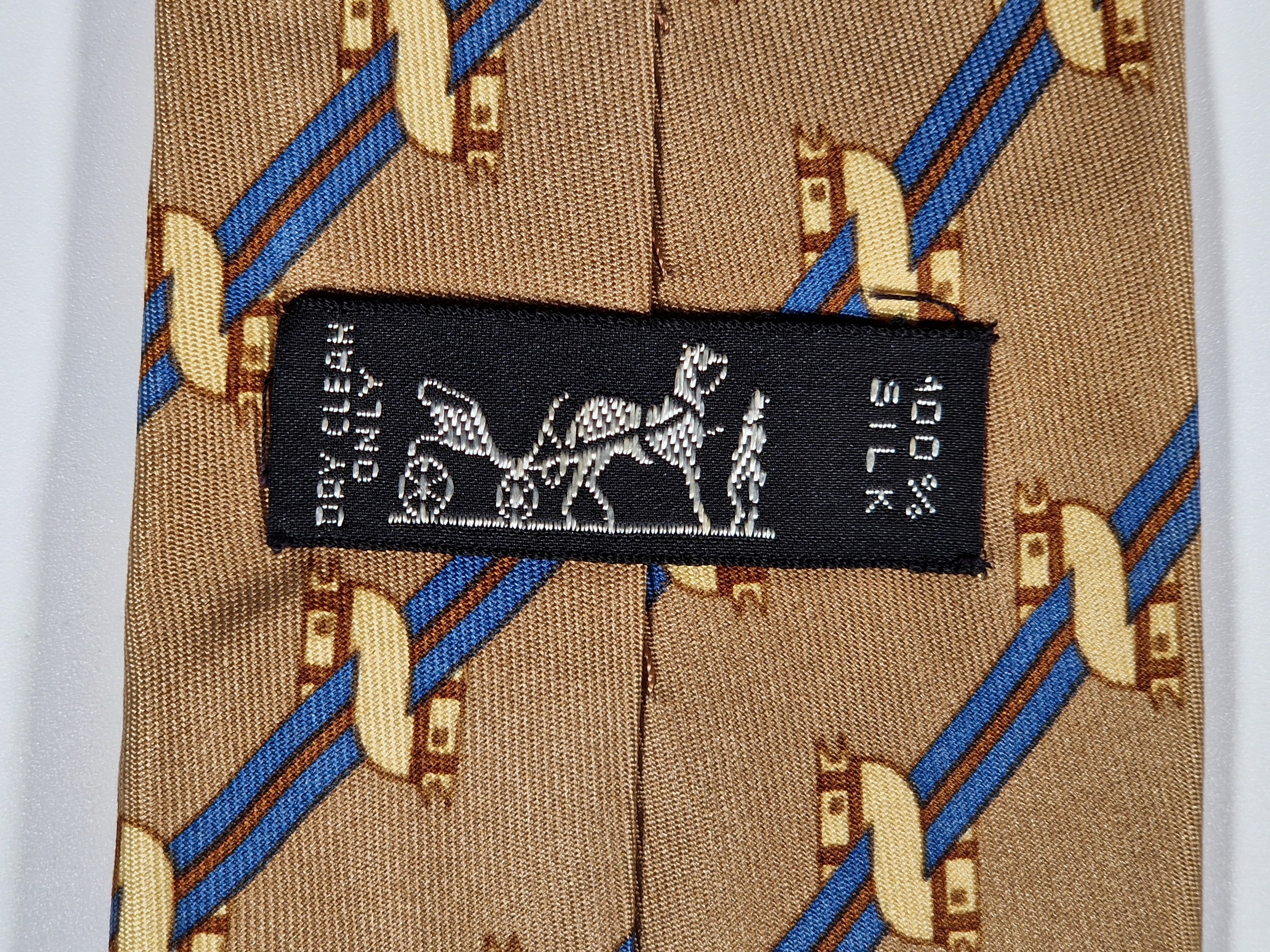 Hermès silk tie equestrian horse pattern 980 SA