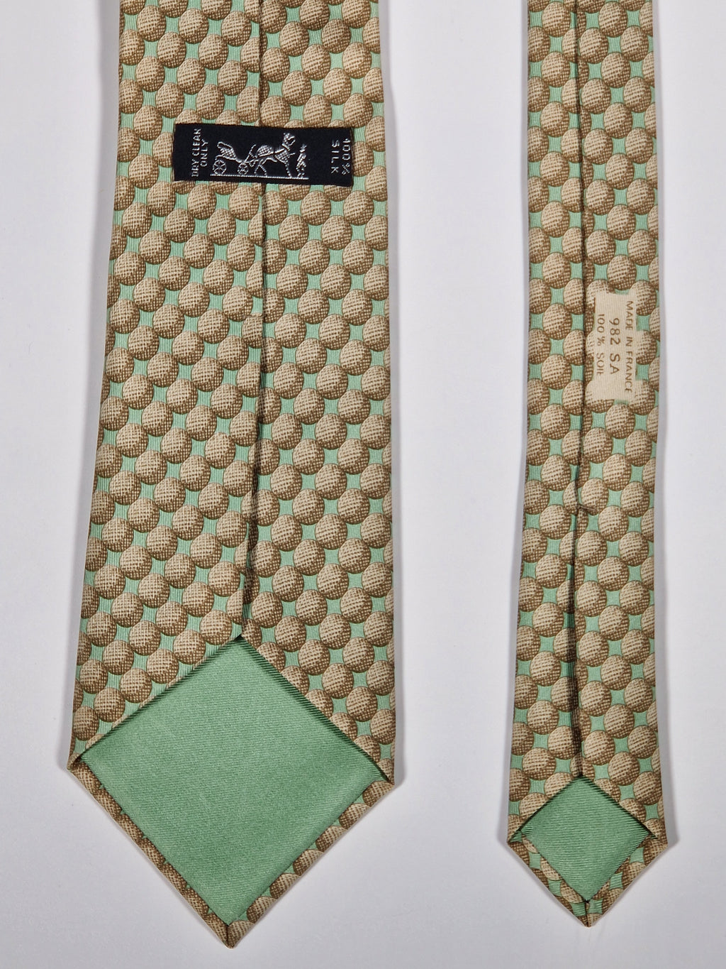 000982 Hermès tie green golf pattern 982 SA