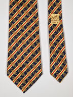 000984 Hermès tie blue equestrian pattern 984 SA