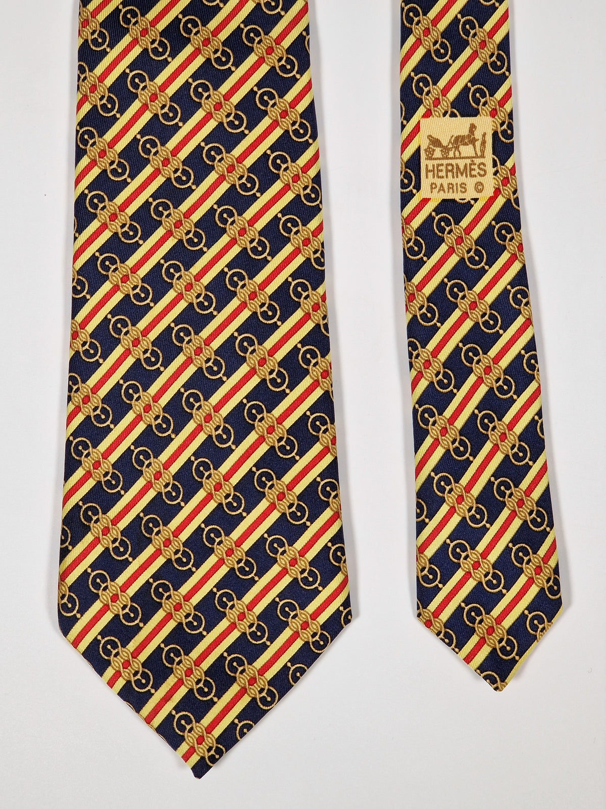 000984 Hermès tie blue equestrian pattern 984 SA