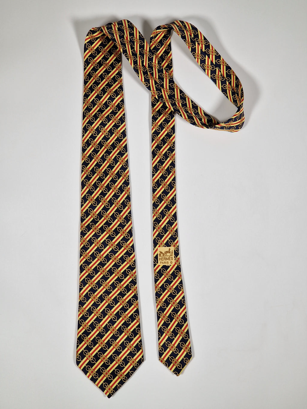 000984 Hermès tie blue equestrian pattern 984 SA
