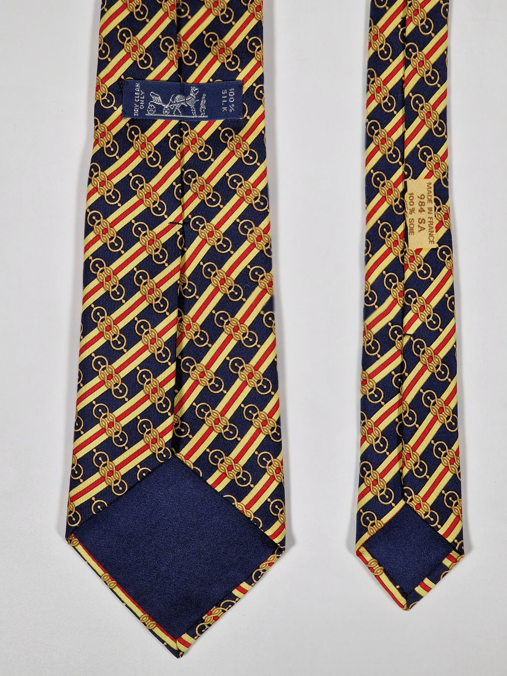 000984 Hermès tie blue equestrian pattern 984 SA