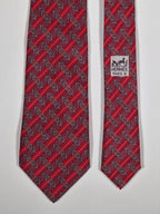 000984 Hermès tie red equestrian pattern 984 SA